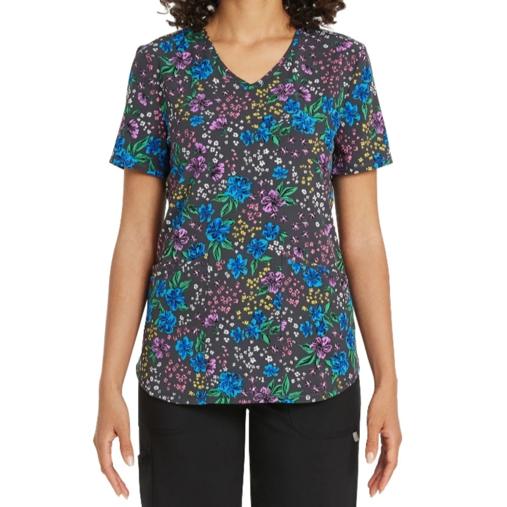 Scrubstar Women's Size M Blooming Petals V-Neck Scrub NWT